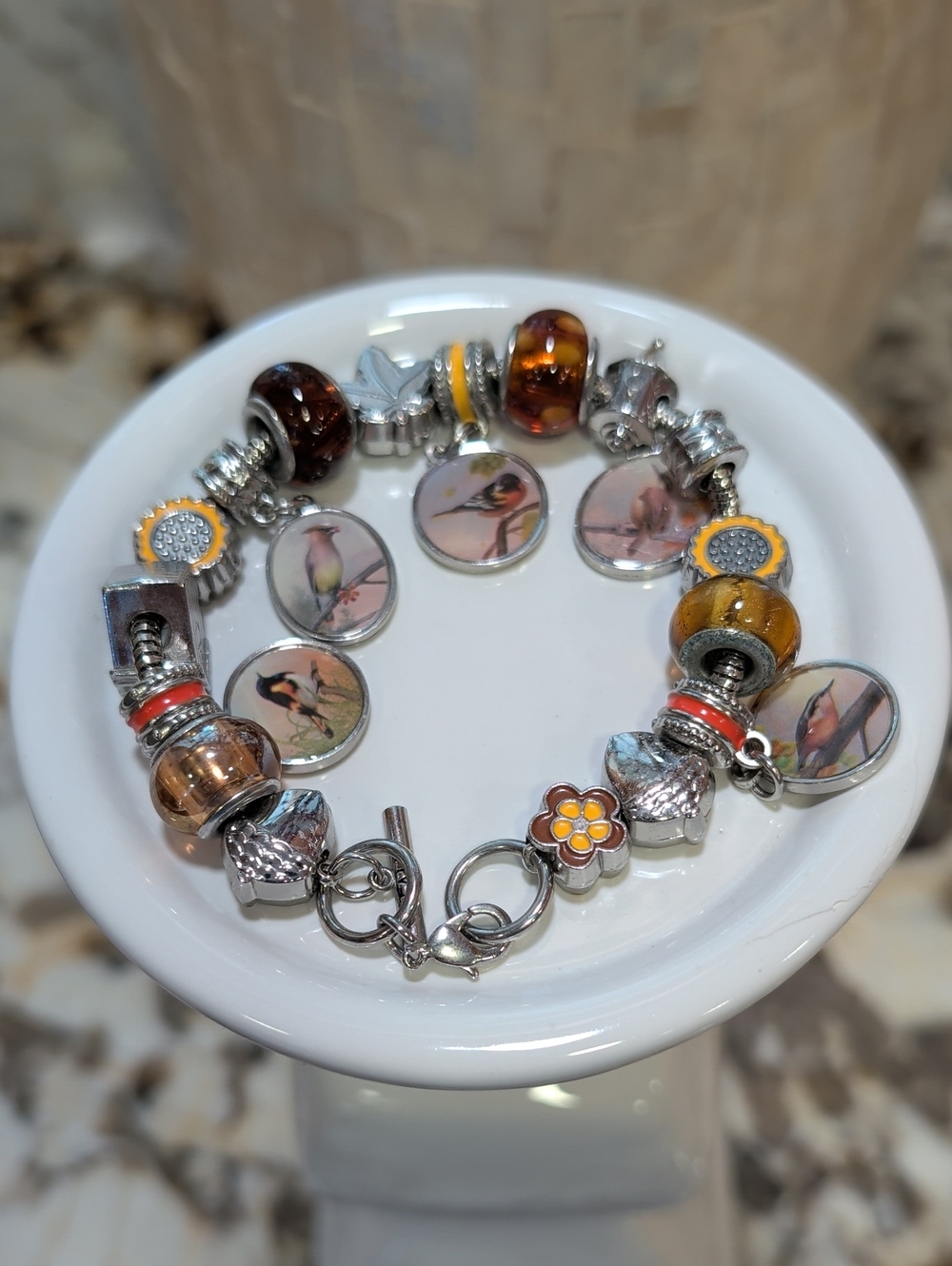 Seasonal Fall Autumn Wild Bird Charm Bracelet